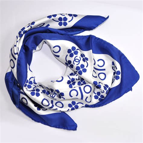 chanel vintage scarf|chanel scarf blue and white.